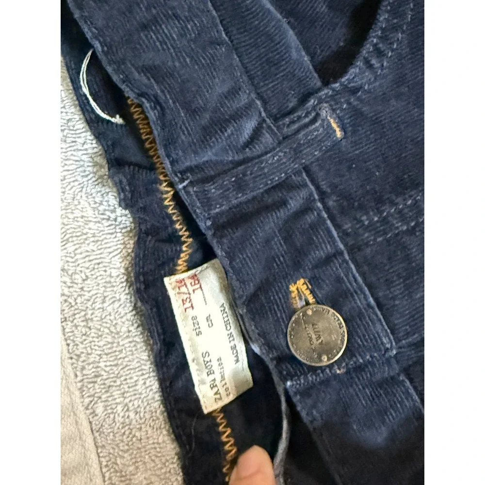 Zara Kids Size 13/14 Navy Blue Corduroy Pants‎ Adjustable Waist Pockets Formal